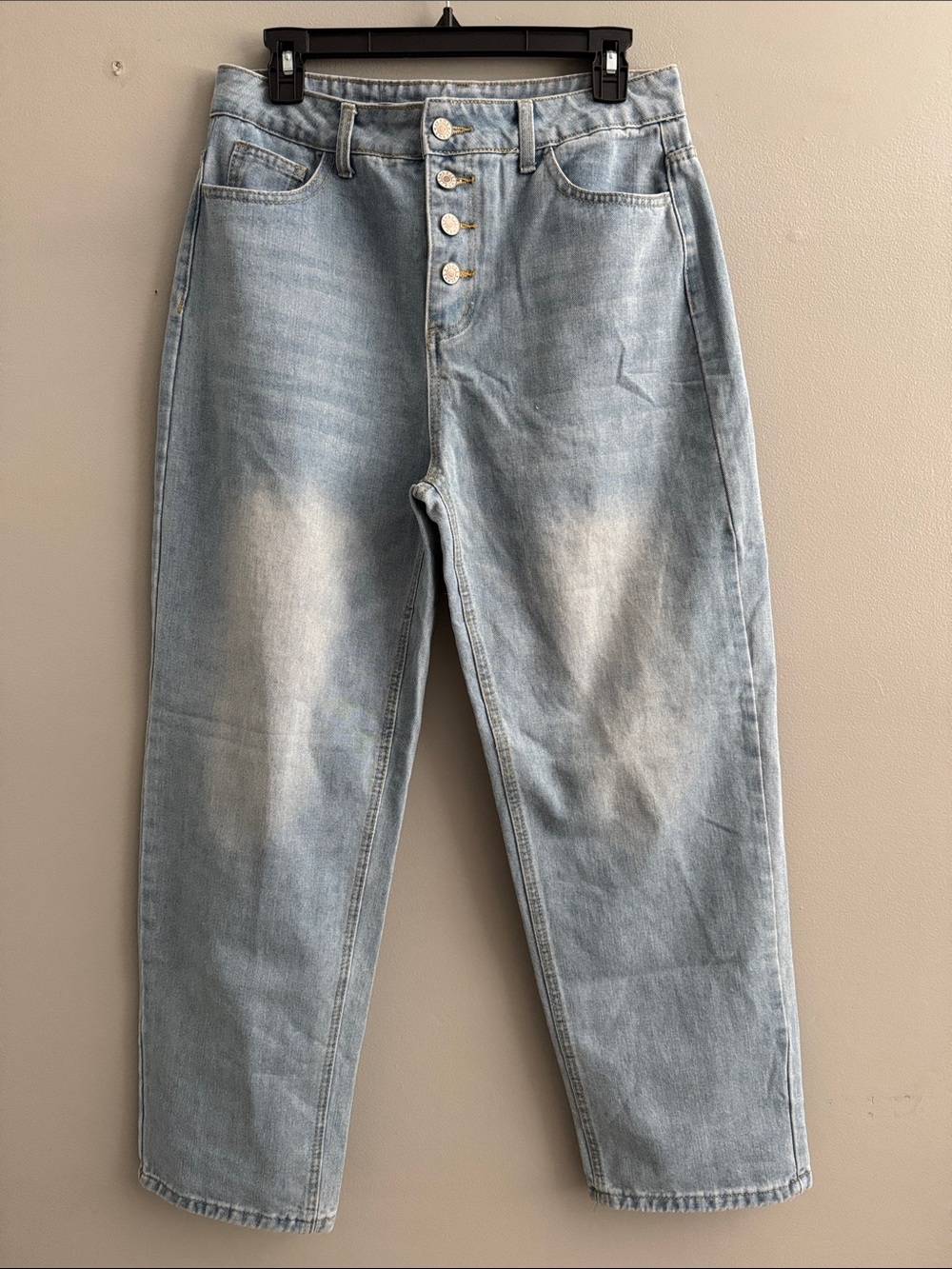 Light Wash High Rise Button-Fly Jeans